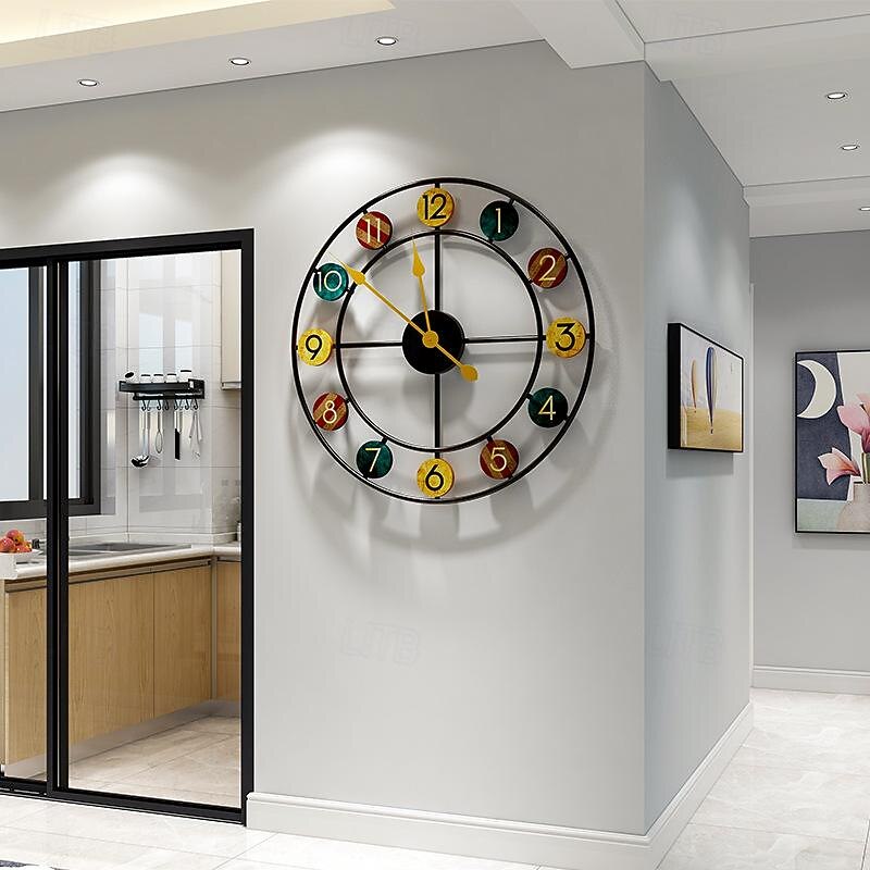 Decorative Multicolor Round Analog Metal Home Office Decor 50*50CM