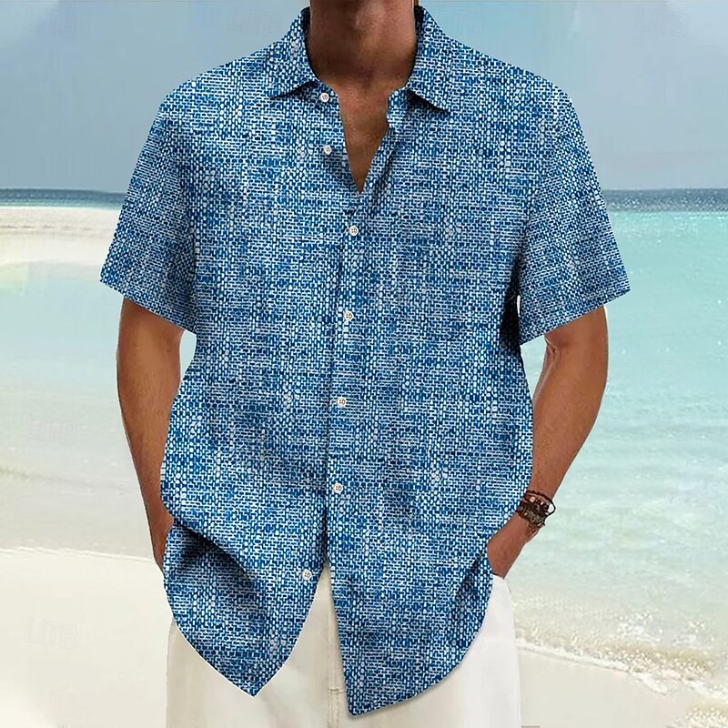 Men's Beach Shirt Button Up Shirt Short Sleeve Vintage Hawaiian Casual Vacation Daily Summer Spring Turndown Collared Shirts Button Up 3D Print Blue Brown Green Gray