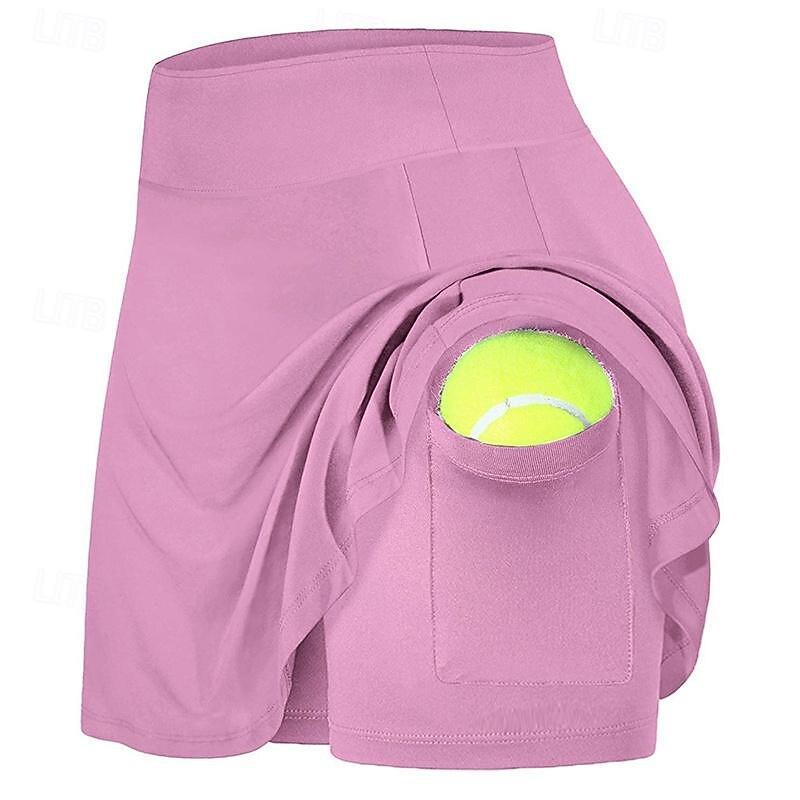 Women's Gym Shorts Yoga Skirt Workout Shorts 2 in 1 Elastic Waistband High Waist Pilates Gym Workout Workout Shorts Solid Color Black Pink Blue Sports Activewear Stretchy Slim4