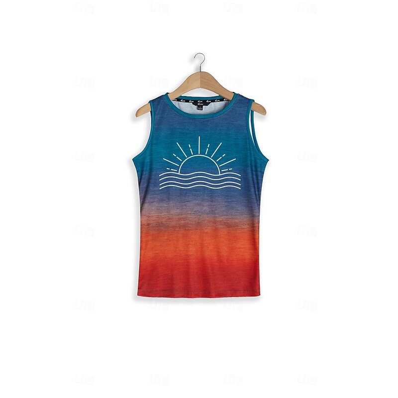 Women's Camisole Tank Top Vest Tropical Hawaiian Stylish Ombre Print Sleeveless Regular Tops Crew Neck Orange Summer2