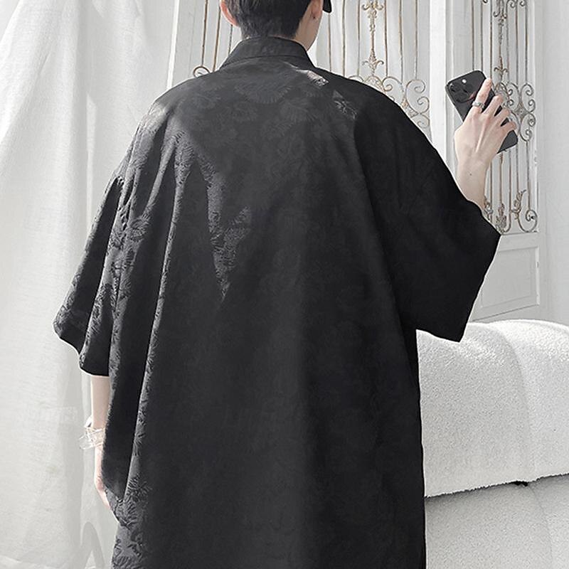 Men's Shirt Chinese Collar Shirt Mandarin Collar Shirt Summer Shirt Casual Shirt Beach Shirt Black White Short Sleeve Plain Mandarin Collar Vacation Holiday Embroidered Clothing Apparel Polyester 6