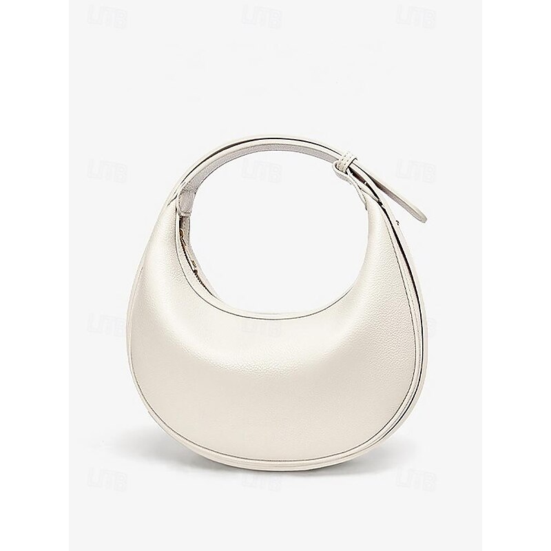 Women's Stylish White Crescent Shoulder Bag - Elegant Half-Moon Handbag for Casual and Formal Outfits4
