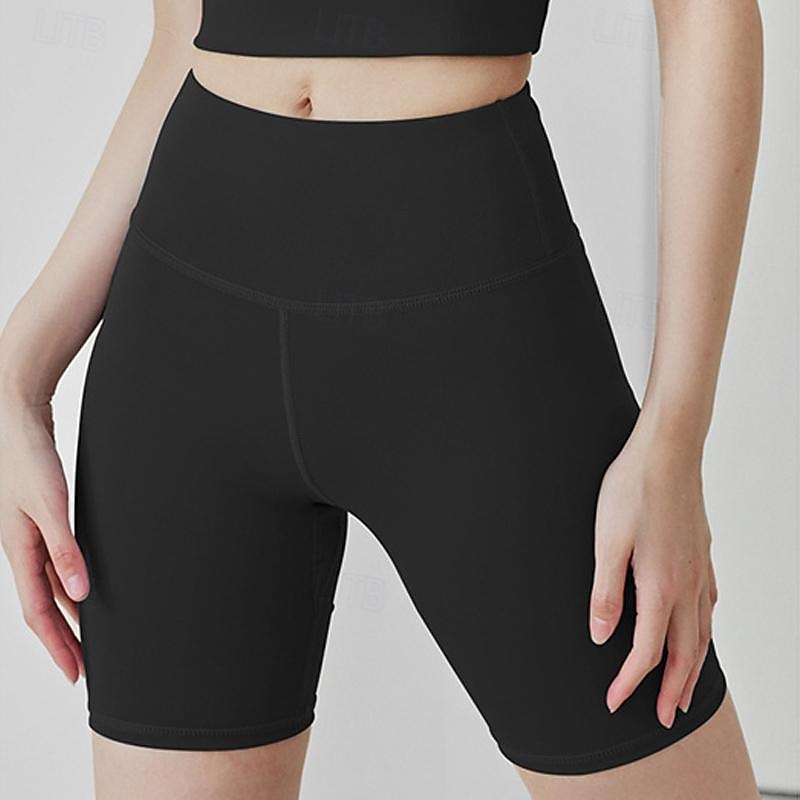 Women's Gym Shorts Yoga Shorts Workout Shorts High Waist Pilates Gym Workout Workout Shorts Solid Color Dark Grey Black Pink Sports Activewear Stretchy Slim2