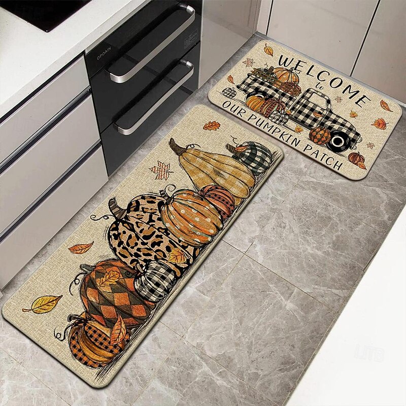 Autumn Pumpkin Truck Area Rug Kitchen Mat Non-Slip Oil Proof Floor Mat Livingroom Rug Indoor Outdoor Mat Bedroom Decor Bathroom Mat Entrance Rug Door Mat2