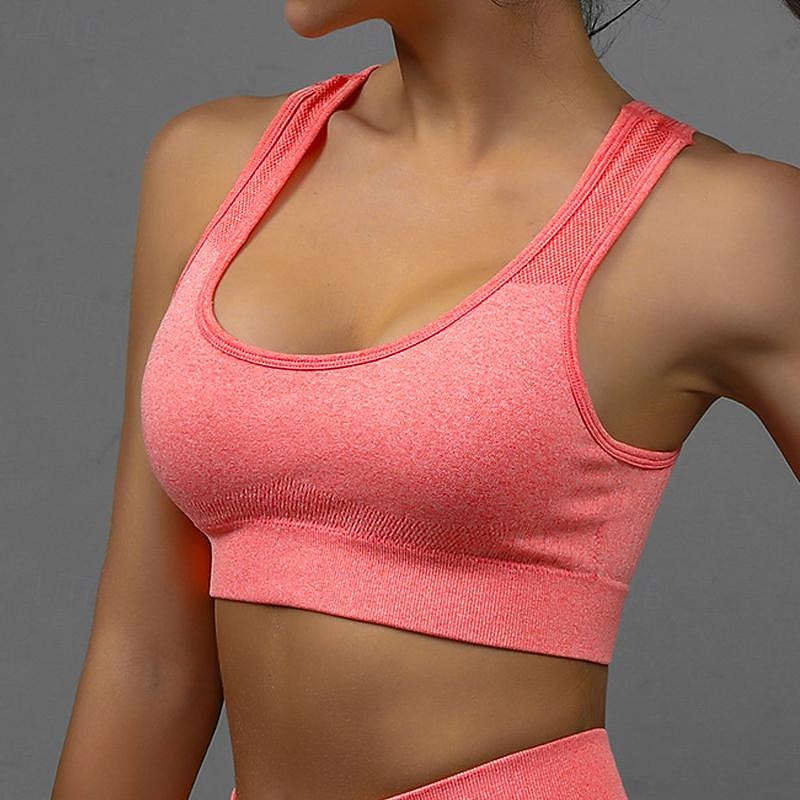 Women's Light Support Sports Bra Running Bra Open Back Removable Pad Bra Top Padded Fitness Leisure Sports Running Breathable Lightweight Soft Black Red Royal Blue Solid Colored4