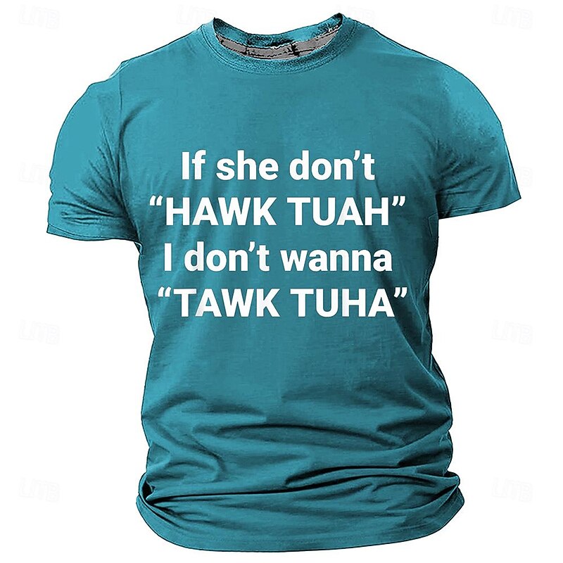 Men's Funny "HAWK TUAH" Wordplay Graphic T-Shirt Short Sleeve Tee4