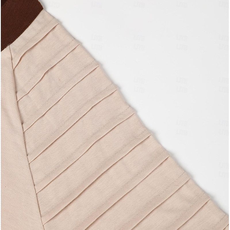 Men's T Shirt Tee Top Long Sleeve Shirt Long Sleeve Standing Collar Spring &  Fall Color Block Slim Pleated Fashion Designer Basic Drawstring Patchwork Vacation Street Going out Black Brown Beige Top4