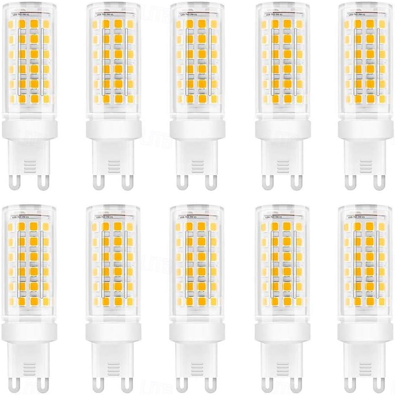 10pcs G9 LED Bulbs 9W Equivalent to 90W Halogen Bulb 360 Beam Angle BulbNo Flickering