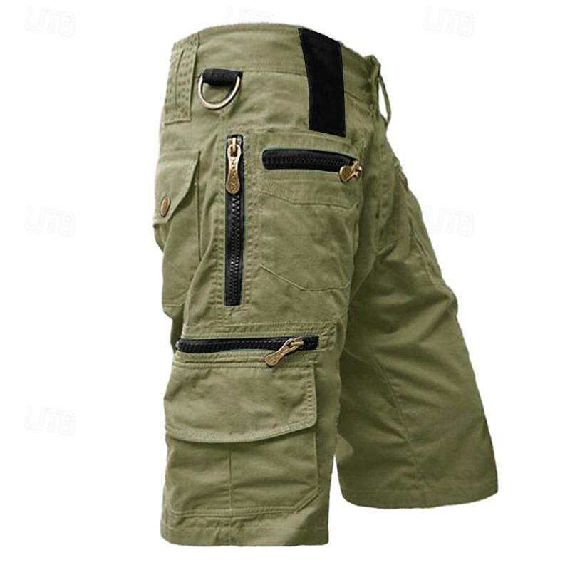 Men's Tactical Shorts Cargo Shorts Capri Pants Zipper Pocket Multi Pocket Plain Comfort Wearable Calf-Length Casual Daily Holiday Sports Fashion Black Light Green4