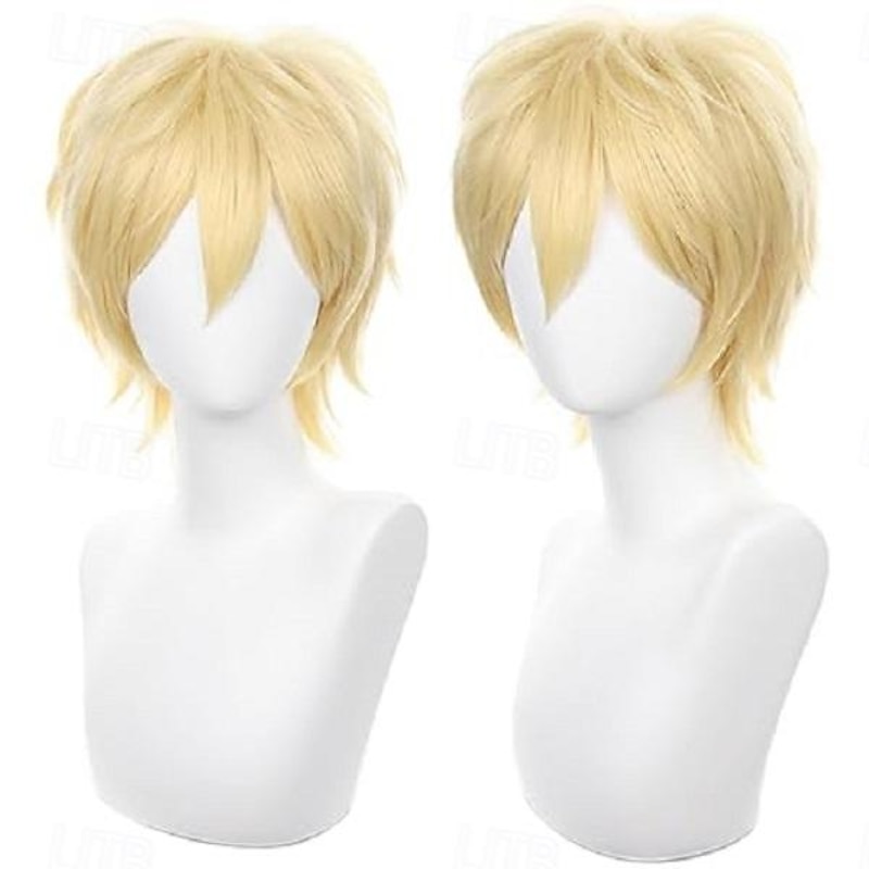 Cosplay Wig Short Spiky Fluffy Heat Resistant Layered Synthetic Hair Men Women Carnival Party Wig