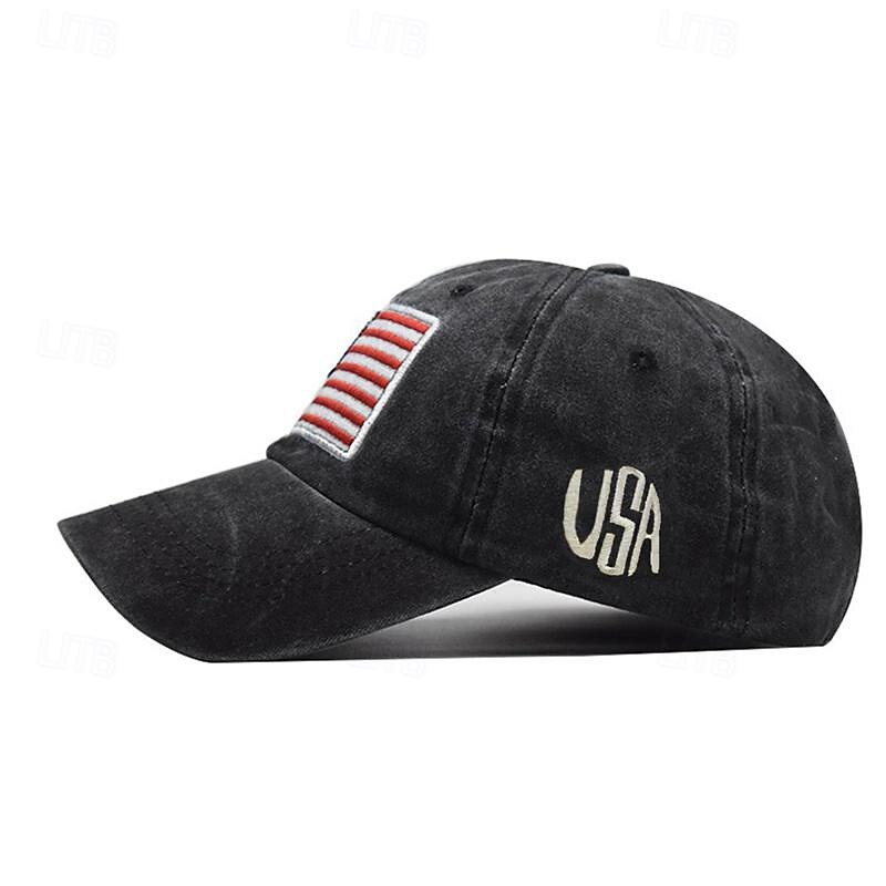 Men's Baseball Cap Sun Hat Trucker Hat Black Yellow Cotton Embroidered Fashion Casual Street Daily American US Flag Adjustable Sunscreen Breathable3