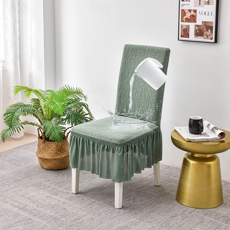 Water Resistant Adjustable Chair Covers Set Dining Room Stretch Jacquard Spandex Seat Slipcover Removable High Back Chairs Cover2