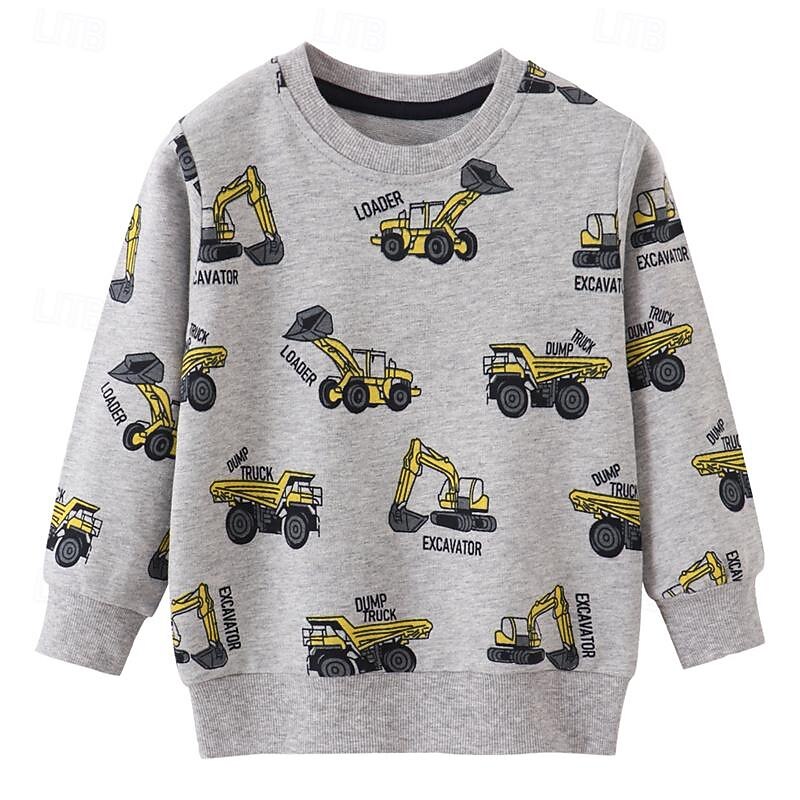 Boys 3D Cartoon Sweatshirt Long Sleeve Spring Fall Fashion Basic Little Kids(4-7ys) 4-7 Years Crew Neck Outdoor Casual Daily Regular Fit