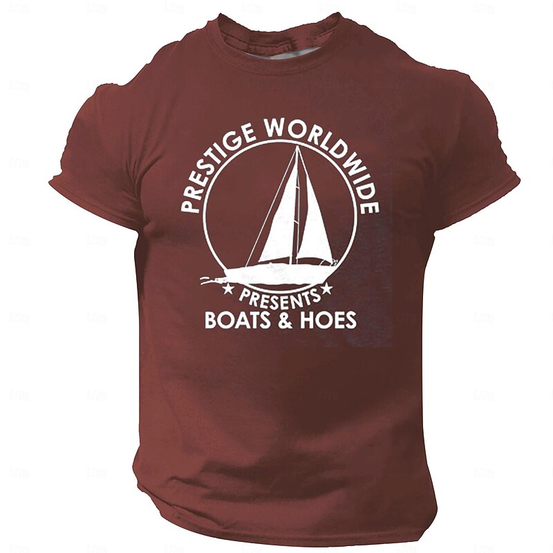 Men's Prestige Worldwide Boats & Hoes Graphic T-Shirt | Funny Pop Culture Movie Quote Tee3