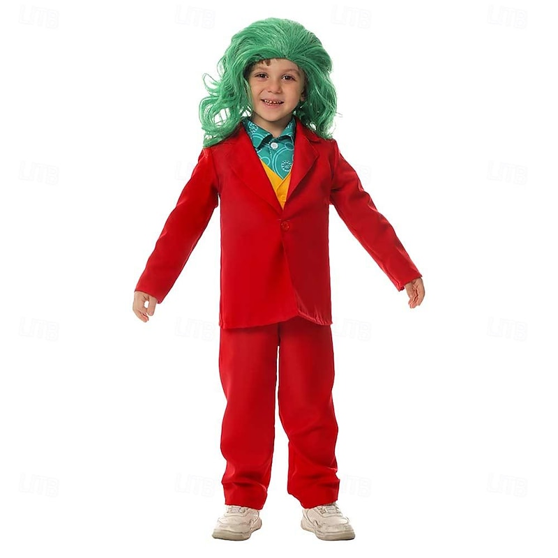 Joker Clown Halloween Outfits Fancy Costume Suits & Blazers Joker: Folie à Deux Movie / TV Theme Costumes Kid's Boys' Halloween Carnival Party Easy Halloween Costumes Dress Up