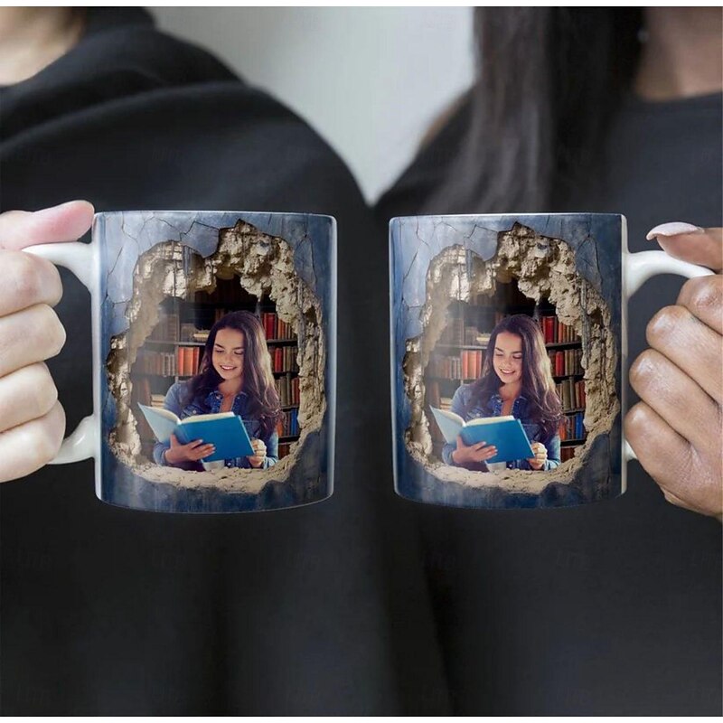 Personalized 3D Illusion Photo Mug Custom Best Gift for Mom - Ceramic Cup, Hole In A Wall Mug, Creative Space Design, Multi-purpose Mug, Christmas Gift for Friends & Family2