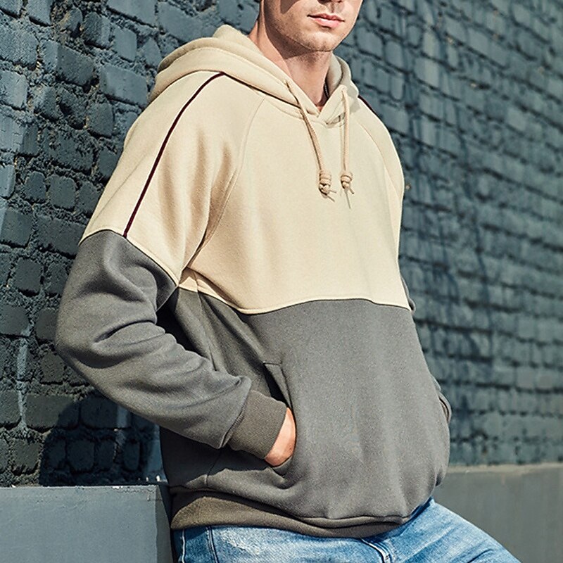 Men's Hoodie Black Green Gray Hooded Color Block Patchwork Sports & Outdoor Daily Holiday Streetwear Basic Casual Spring &  Fall Clothing Apparel Hoodies Sweatshirts4