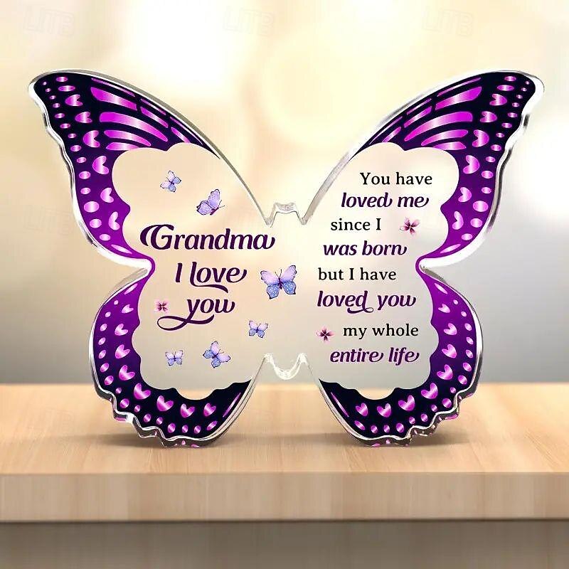Butterfly Shaped Acrylic Decorative Plate - Perfect Gift for Grandma, Aunts, Sisters, and Mom - Ideal for Birthdays, Christmas, Mother's Day, and Thanksgiving2