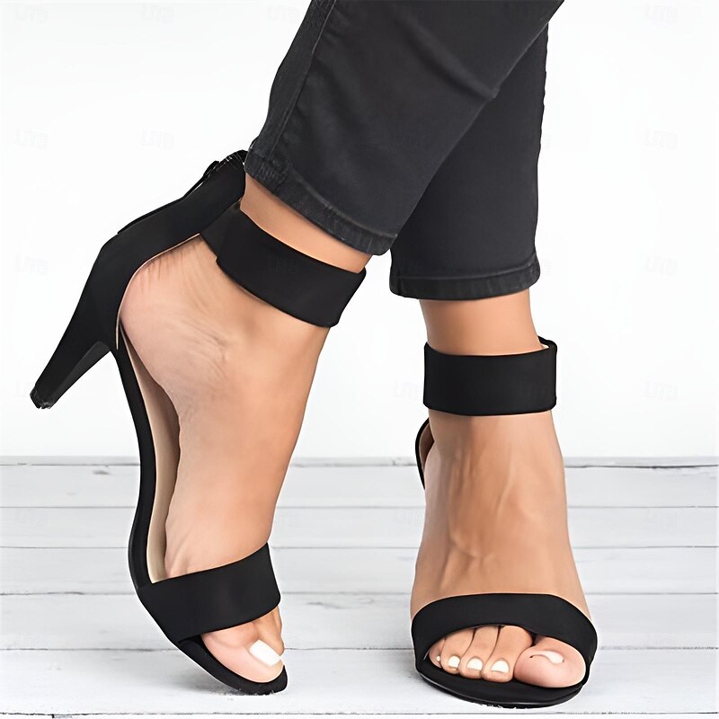 Black Women's High Heel Sandals with Ankle Straps for Elegant and Evening Wear2