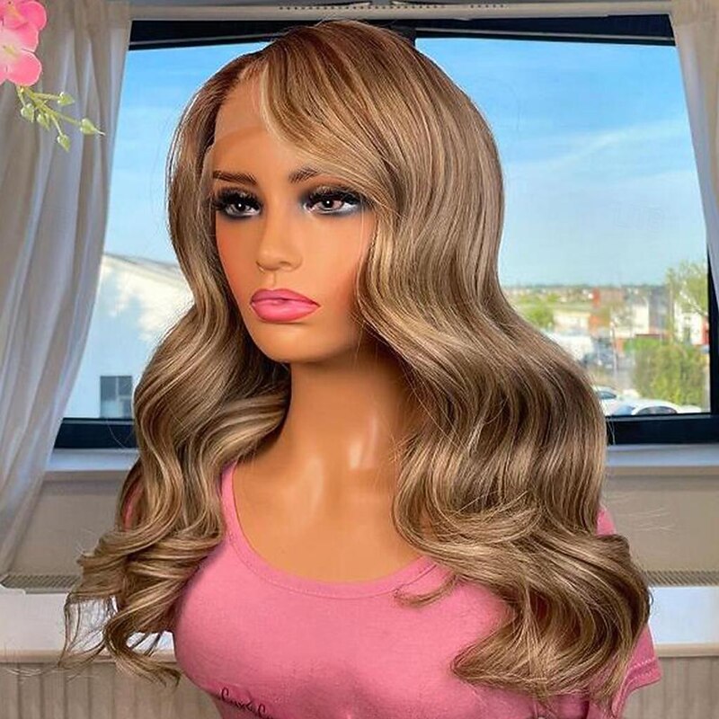 Unprocessed Virgin Hair 13x4 Lace Front Wig Side Part Brazilian Hair Wavy Multi-color Wig 130% 150% Density with Baby Hair Highlighted / Balayage Hair Natural Hairline For Women Long Human Hair Lace2