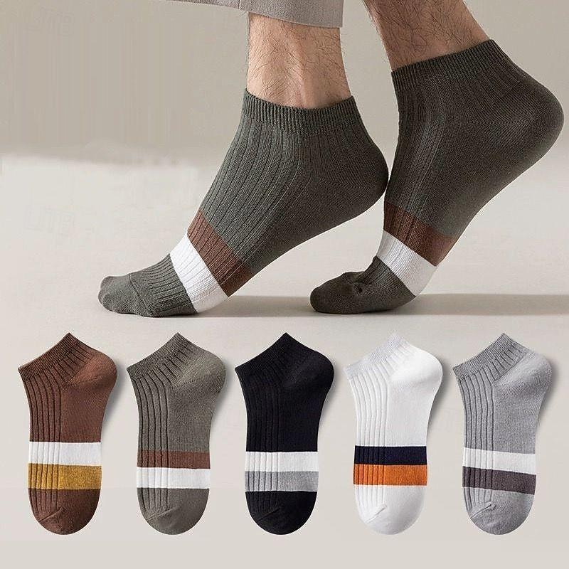 Men's 5 Pairs Multi Packs Socks Running Socks Casual Socks Rainbow Color Color Block Sports & Outdoor Daily Vacation Basic Medium Spring Fall Fashion Casual2