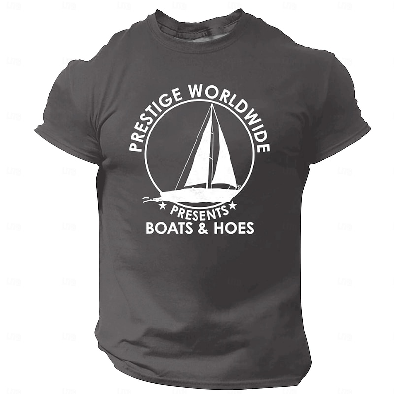 Men's Prestige Worldwide Boats & Hoes Graphic T-Shirt | Funny Pop Culture Movie Quote Tee2