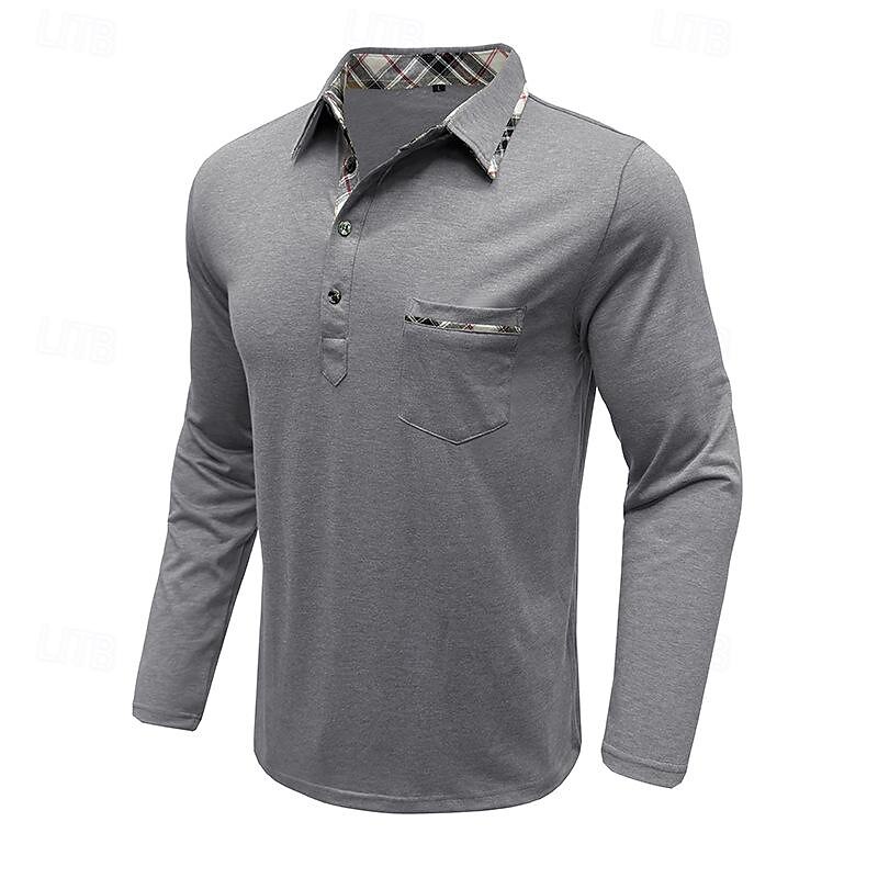 Men's Polo Shirt Golf Shirt Work Casual Lapel Ribbed Polo Collar Short Sleeve Basic Modern Color Block Patchwork Button Spring & Summer Regular Fit Light Yellow Light Blue Lake blue Violet Ruby Red3