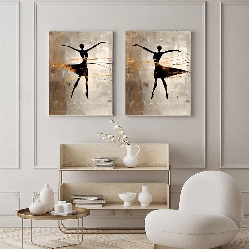 Large firgure oil painting handmade Wall Art Abstract Painting Girl Dancing Painting On Canvas Wabi-Sabi Wall Art Minimalist Art Black and Grey Art painting Room Decor4