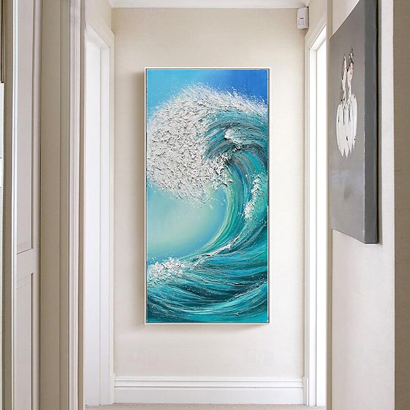 Handmade Oil Painting Canvas Wall Art Decoration Modern Abstract Texture Sea Wave Landscape for Home Decor Rolled Frameless Unstretched Painting