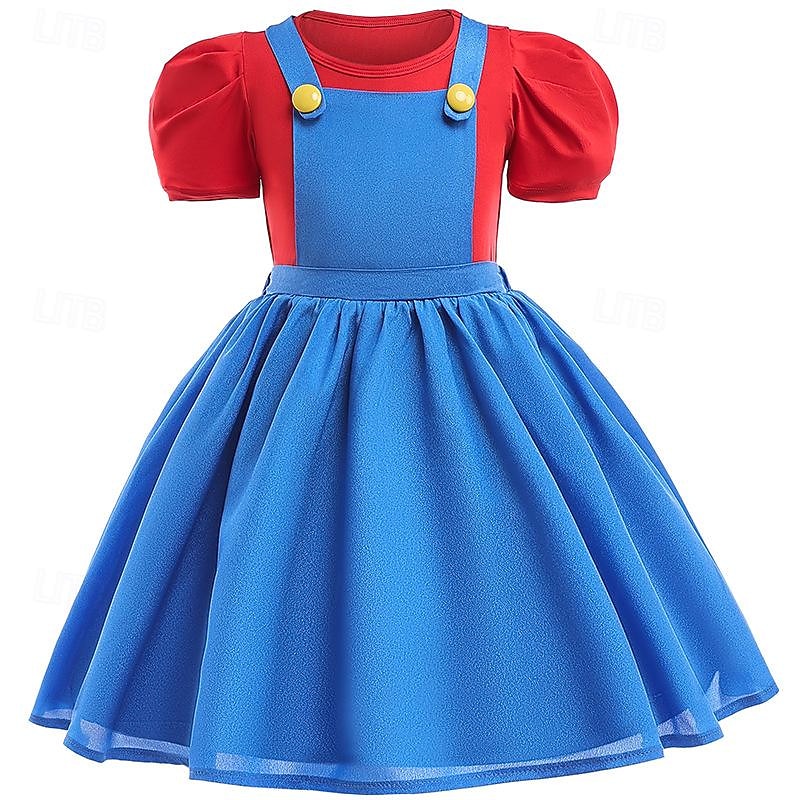 Super Bros Plumber Dress Costume T-shirt Cosplay Movie Cosplay for Girls' Kid's Carnival Performance Party