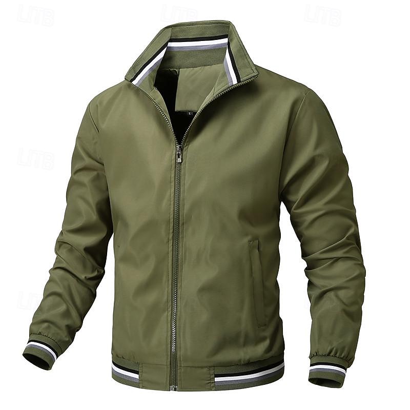 Men's Lightweight Jacket Bomber Jacket Daily Vacation Pocket Spring &  Fall Plain Fashion Classic Lapel Regular Black White Yellow Light Green Dark Blue Jacket3