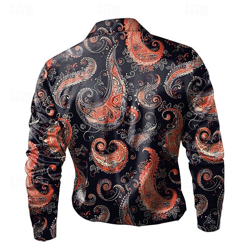 Men's Shirt Dress Shirt Button Up Shirt Long Sleeve Fashion Casual Causal Casual Summer Spring Fall Turndown Collared Shirts Button Up 3D Print Purple Orange2