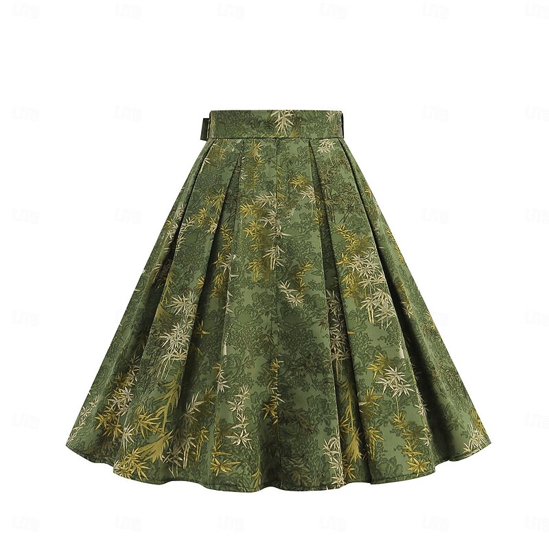 Elegant Classical Retro Vintage Skirt A Line Skirt Swing Skirt Floral Fancy Dress Women's Carnival Valentine's Day Masquerade Vacation Dailywear Bachelorette Party Adults' Skirt3