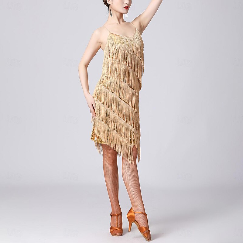Latin Salsa Dance Dress Tassel Women's Performance Party Sleeveless Sequined4