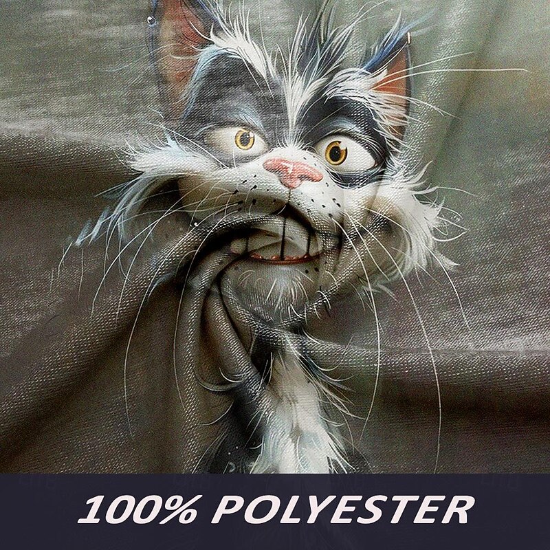 Men's Cat Funny T Shirt Henley Shirt Long Sleeve T shirt 3D Print Crew Neck Shirt Designer Retro Vintage Street Casual Daily Dark Gray Summer Spring Fall Clothing Apparel S M L XL XXL 3XL3