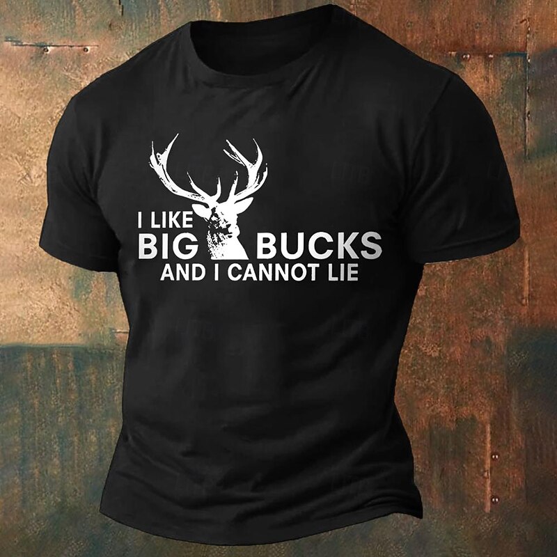 Men's Animal Letter Printed Funny Deer T Shirt Tee Top 100% Cotton Short Sleeve Graphic Shirt Black White Army Green Comfortable Tee Street Sports Outdoor Fashion Designer Clothing2