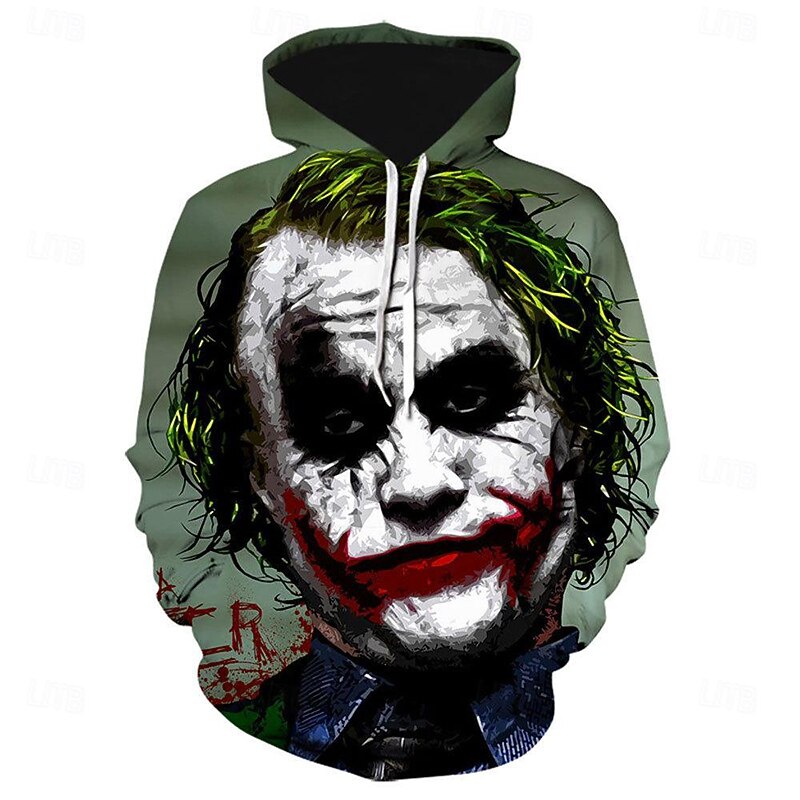 Art the Clown Hoodie Cartoon Manga Anime 3D Front Pocket Graphic Kangaroo Pocket For Couple's Men's Women's Adults' Halloween Carnival Masquerade 3D Print Casual Daily2
