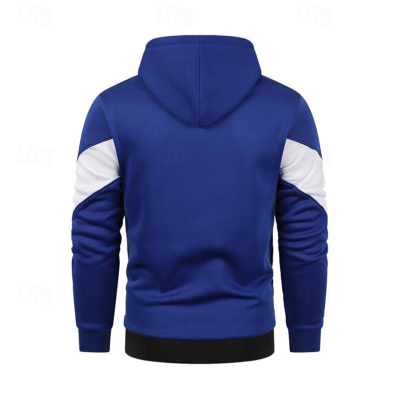 Men's Full Zip Hoodie Zip Up Hoodie White Red Blue Khaki Hooded Color Block Zip Up Patchwork Sports & Outdoor Daily Holiday Polyester Streetwear Basic Casual Spring &  Fall Clothing Apparel Hoodies2