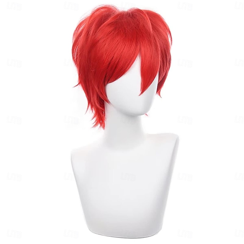 Cosplay Wig Short Spiky Fluffy Heat Resistant Layered Synthetic Hair Men Women Carnival Party Wig4