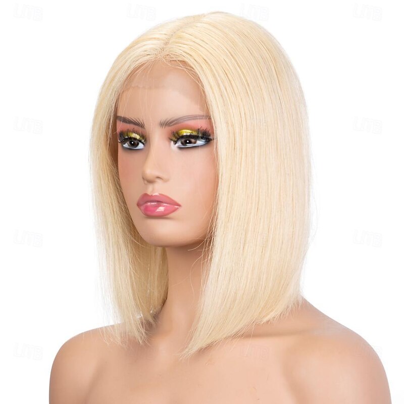 Blonde Bob Wigs Human Hair 613 Blonde Bob Wig 13x4 HD Transparent Lace Front Bob Wigs For Women Pre Plucked With Baby Hair Glueless Short Straight Cut Bob Wig 10 Inch2