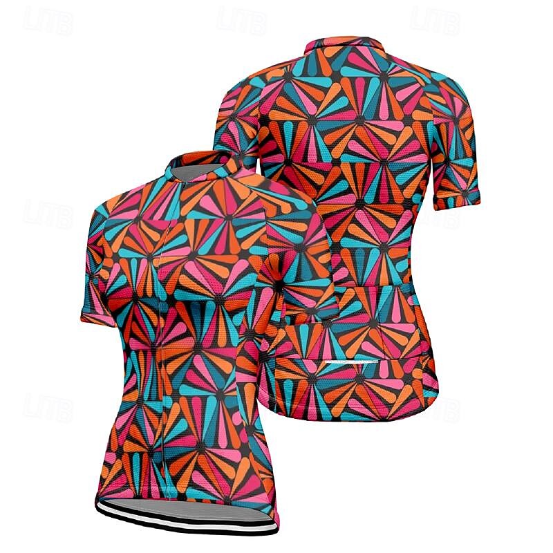 Women's Cycling Jersey Leaf Short Sleeve Bike Tee Tshirt Top with 3 Rear Pockets Mountain Bike MTB Road Bike Cycling Quick Dry Front Zipper Wicking Sports Navy Blue Fuchsia Clothing Apparel4