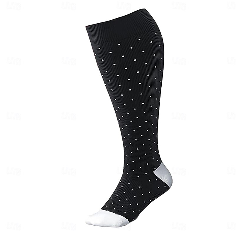 Plus size Compression Socks Athletic Sports Socks Running Socks 1 Pair Color Block Tube Socks Breathable Sweat wicking Comfortable Gym Workout Running Jogging Skateboarding Cycling Sports Dot Nylon3