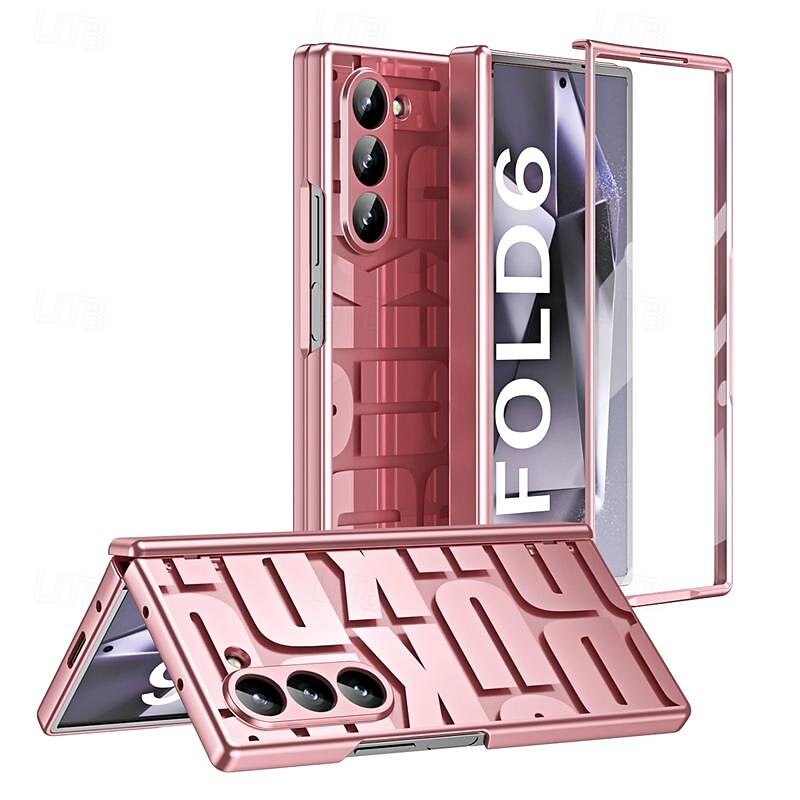 Phone Case For Samsung Galaxy Z Fold 6 Z Fold 5 Z Fold 4 Z Fold 3 Back Cover with Screen Protector Full Body Protective Shockproof Plating PC