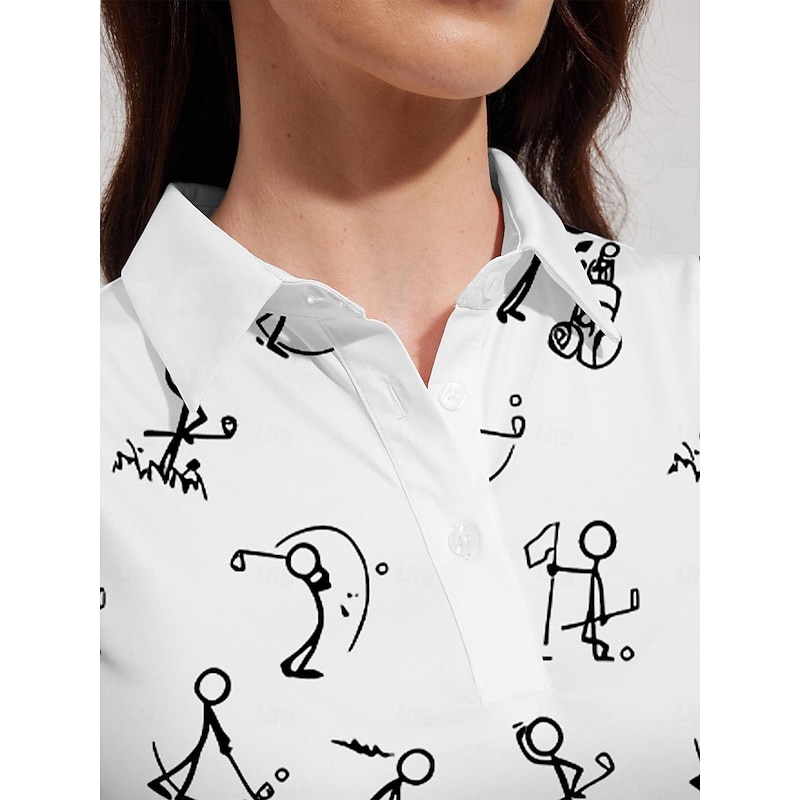 Women's Golf Polo Shirt White Short Sleeve Top Ladies Golf Attire Clothes Outfits Wear Apparel3