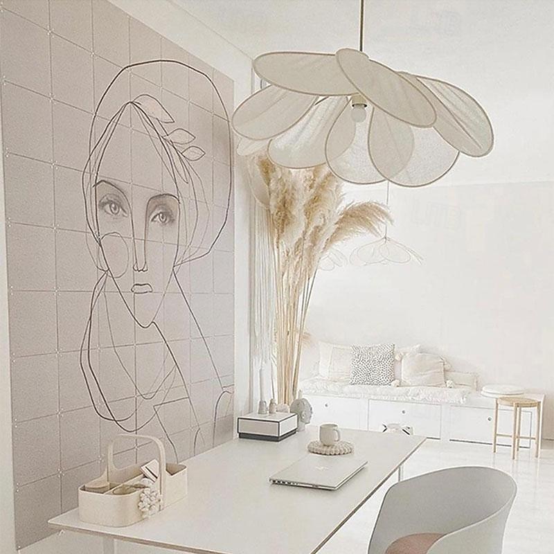 Japanese Style Wabi-sabi Style Fabric Chandelier Nordic Creative Art Deco Chandelier Medieval Restaurant Entrance Island Bedside Wall Lighting Lamps Warm Light4