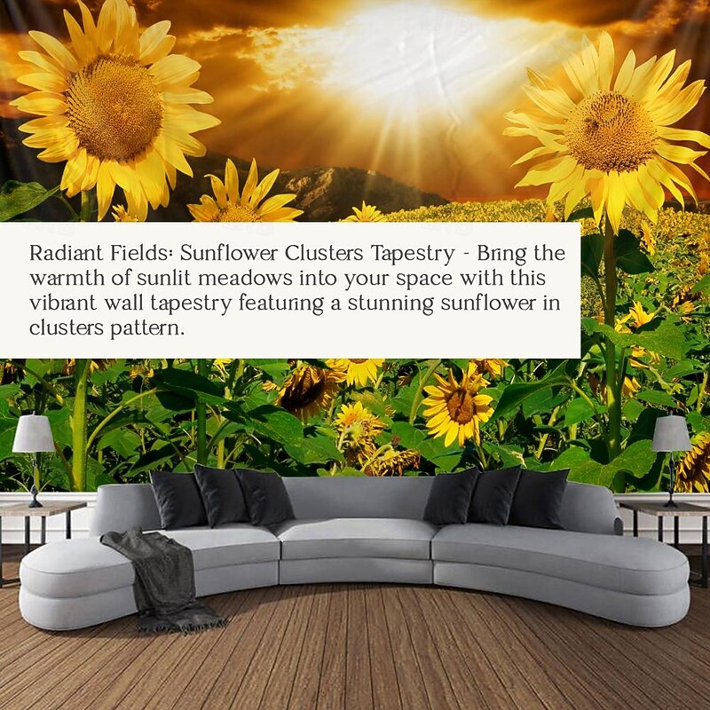 Sunflowers Hanging Tapestry Wall Art Large Tapestry Mural Decor Photograph Backdrop Blanket Curtain Home Bedroom Living Room Decoration2