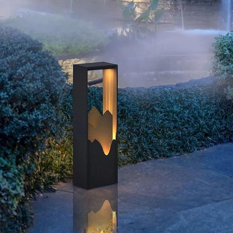 Landscape Path Light, Stainless Steel Luxury Warm White Landscape Path Light 20W Metal Luxury Modern Outdoor Bollard Lighting for Law Patio Courtyard and Driveway Decoration 110-240V3