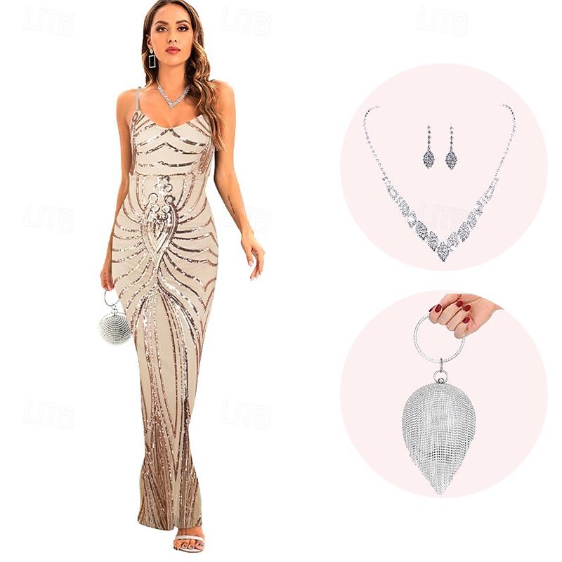 Retro Vintage Roaring 20s 1920s Flapper Dress Cosplay Costume Outfits The Great Gatsby Wedding Guest Sequins Fancy Dress Women's Christmas Halloween Carnival Halloween Party / Evening Wedding4