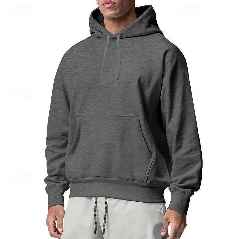Men's Hoodie Black White Pink Light Grey Dark Gray Hooded Plain Pocket Sports & Outdoor Daily Holiday Streetwear Basic Casual Spring &  Fall Clothing Apparel Hoodies Sweatshirts3