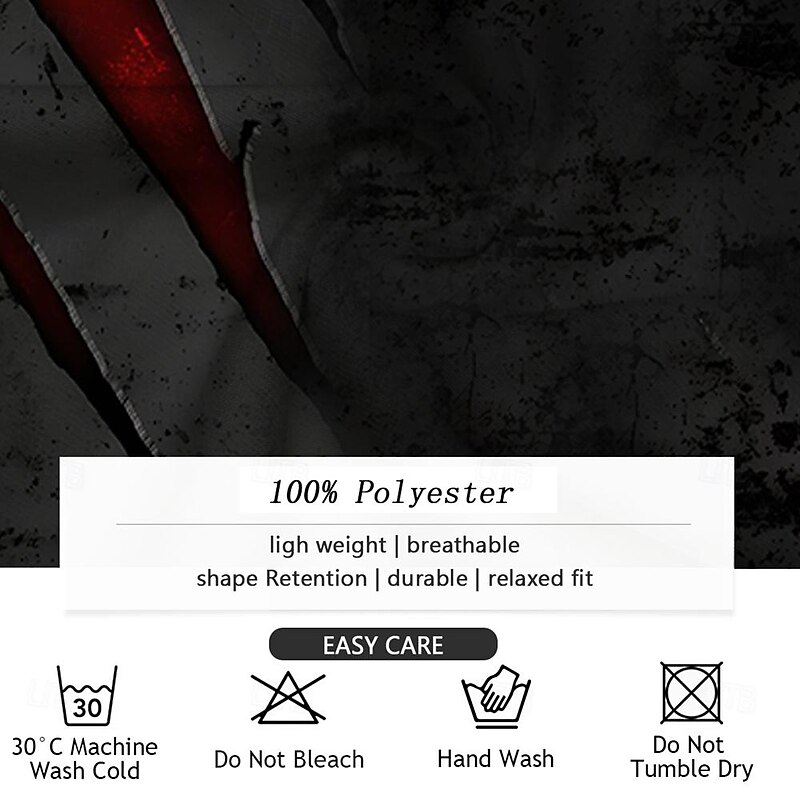 Halloween Men's Gothic Horror Scratches T Shirt Short Sleeve T shirt 3D Print Half Zip Shirt Retro Vintage Street Casual Daily Black Summer Spring Clothing Apparel S M L XL XXL XXXL3